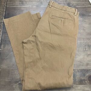 J. Crew Bowery Slim‎ Straight Chino Pants Men's 33x32 Tan Flat Front